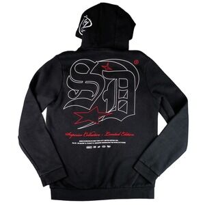 Supply & Demand Mens L Graphic Print Pullover Hoodie Streetwear Cozy Black